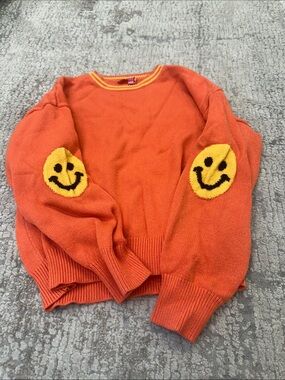 Orange Smile Elbow-Patch Sweater - Women